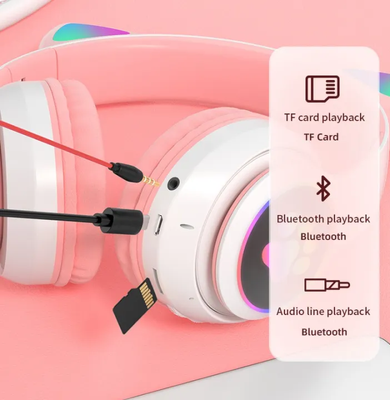 Glowing Cat Ear Wireless Headphones – Over-Ear Foldable BT5.0 Headset with Mic, AUX, TF Card, MP3 & LED Lights_img_1