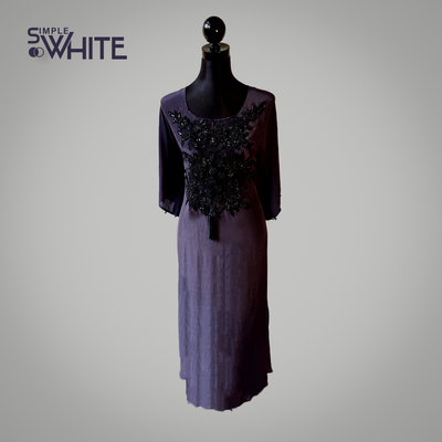 Midnight Bloom with Embroidered Satin Fabric_img_0