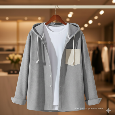 Corduroy Hooded shirt for winter (lite ash)_img_0