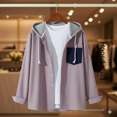 Corduroy hooded shirt for winter (unisex)_img_0