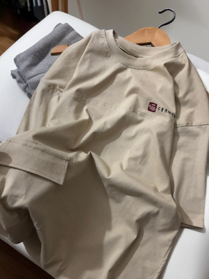 beige pocket dropshoulder tshirt_img_0