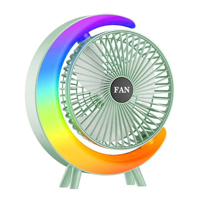 Portable USB Rechargeable Mini Desktop/Table Fan -Rainbow LED Quiet Cooling Fan for Home Office Travel & Indoor Outdoor Use_img_1