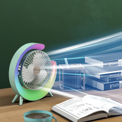 Portable USB Rechargeable Mini Desktop/Table Fan -Rainbow LED Quiet Cooling Fan for Home Office Travel & Indoor Outdoor Use_img_2