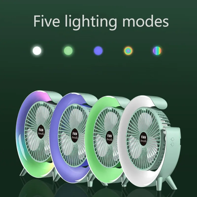 Portable USB Rechargeable Mini Desktop/Table Fan -Rainbow LED Quiet Cooling Fan for Home Office Travel & Indoor Outdoor Use_img_3