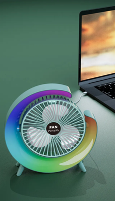 Portable USB Rechargeable Mini Desktop/Table Fan -Rainbow LED Quiet Cooling Fan for Home Office Travel & Indoor Outdoor Use_img_4