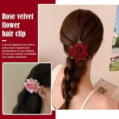 Rose velvet hair clip and brooch_img_4