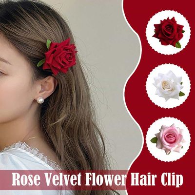 Rose velvet hair clip and brooch_img_3