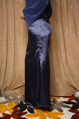 Midnight Blues Satin Skirt_img_2