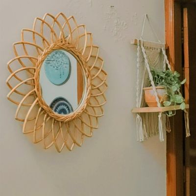 Cane Flower Shaped Round Mirror_img_1