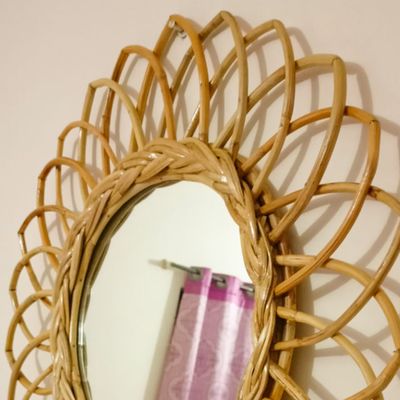 Cane Flower Shaped Round Mirror_img_2