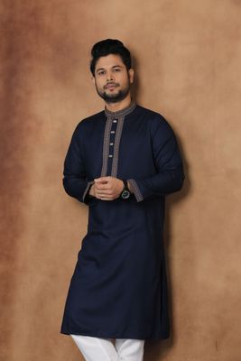 Ajwah Prestige - Midnight Blue Embroidery Panjabi_img_3