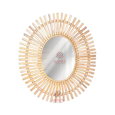 Rattan Made Oval Shaped Mirror_img_0