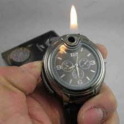 Gabbar Refillable--Gas-Cigarette-Lighter-Watch—Black-Silver WATCH AND GAS LIGHTER Cigarette Lighter  (Black)_img_6