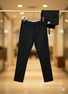 Formal solid Black pant -chaina fabric