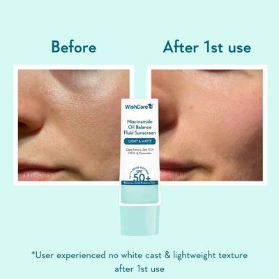 WishCare 5% Niacinamide Oil Balance Fluid Sunscreen SPF 50 PA++++ - Lightweight Matte Sunscreen SPF 50 for Oily Skin & No White Cast 50g_img_0