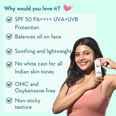 WishCare 5% Niacinamide Oil Balance Fluid Sunscreen SPF 50 PA++++ - Lightweight Matte Sunscreen SPF 50 for Oily Skin & No White Cast 50g_img_2