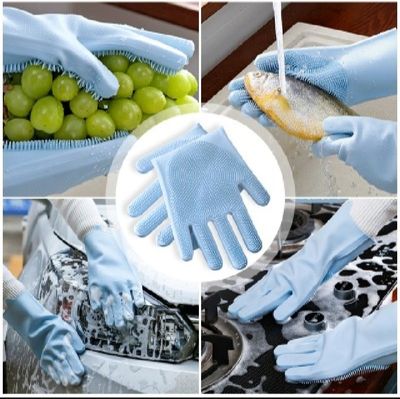 Silicone Dish Washing Kitchen Hand Gloves - রান্নাঘরের জন্য সিলিকনের হ্যান্ড গ্লাভস_img_2