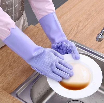 Silicone Dish Washing Kitchen Hand Gloves - রান্নাঘরের জন্য সিলিকনের হ্যান্ড গ্লাভস_img_3
