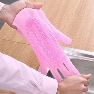 Silicone Dish Washing Kitchen Hand Gloves - রান্নাঘরের জন্য সিলিকনের হ্যান্ড গ্লাভস_img_5