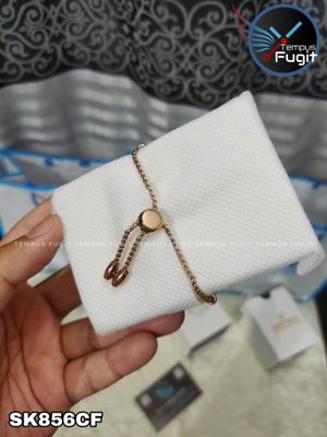 SKMEI 1805 Ladies Diamond Bracelet Watch - Black Dial- Rose Golden Bezel- Stone+Rose Golden Chain- TF Code SK856CF_img_12