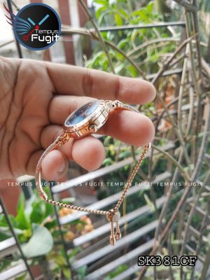 SKMEI 1805 Ladies Diamond Bracelet Watch - Blue Dial- Rose Golden Bezel- Stone+Rose Golden Chain- TF Code SK381CF_img_10