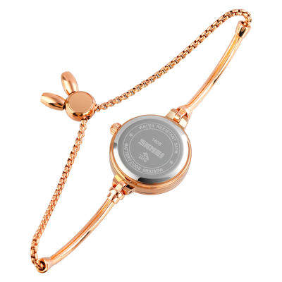 SKMEI 1805 Ladies Diamond Bracelet Watch - Green Dial- Rose Golden Bezel- Stone+Rose Golden Chain- TF Code SK382CF_img_6