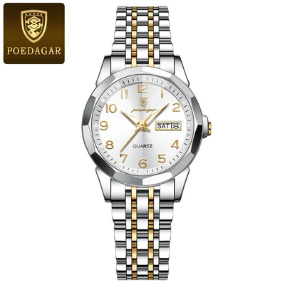 Poedagar 3078 Ladies Chain Watch- Silver Dial- Silver Bezel- Silver+Golden Chain- TF Code PD940CF_img_0