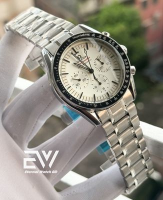 OMEGA CH SPEED MASTER WHITE DIAL BLACK BEZEL SILVER CH_img_0