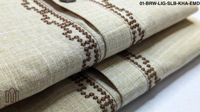 Elegant Light Brown Panjabi with Embroidered Slab Design