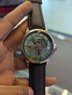 FOSSIL Auto Black Belt Green Dial_img_0