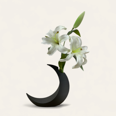 Moon Vase Artificial Lilies  Moon Vase_img_0