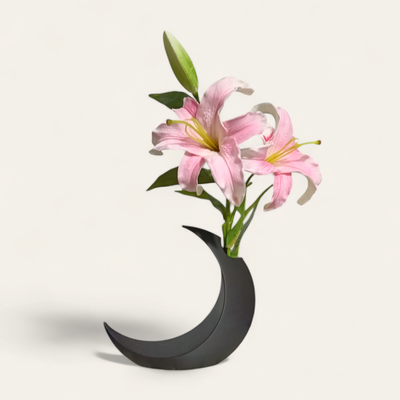 Moon Vase Artificial Lilies  Moon Vase_img_1