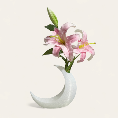 Moon Vase Artificial Lilies  Moon Vase_img_2
