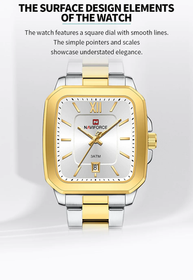 Naviforce 9239 Ladies Chain Watch- Silver Dial- Golden Bezel- Silver+ Golden Chain- TF Code NF932CF_img_6