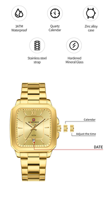 Naviforce 9239 Ladies Chain Watch- Golden Dial- Golden Bezel- Golden Chain- TF Code NF933CF_img_2