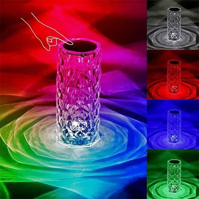 16 Colors Crystal Night Light LED Touch Projection Table Lamp Rose Remote Dimmable USB Romantic Atmosphere Light for Decor Home_img_10