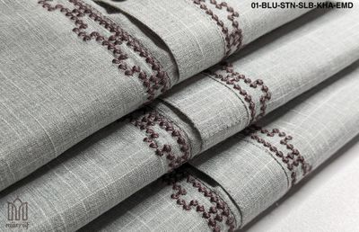 Majestic Stone Blue Panjabi with Embroidered Slab Design_img_2