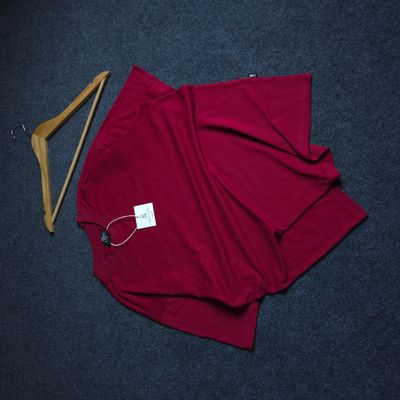 Solid (Maroon) Premium Oversized Drop Shoulder T-shirt (WITHOUT BOX)