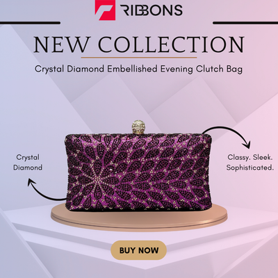 Crystal Diamond Embellished Evening Clutch Bag