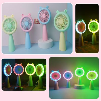 Cute Cartoon Fashion USB Rechargeable Handheld Mini Fan with LED Night Light_img_0