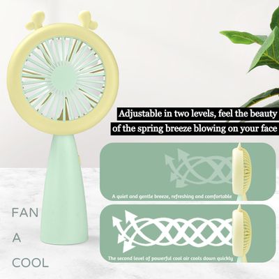 Cute Cartoon Fashion USB Rechargeable Handheld Mini Fan with LED Night Light_img_2