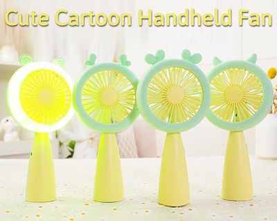 Cute Cartoon Fashion USB Rechargeable Handheld Mini Fan with LED Night Light_img_5