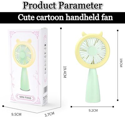 Cute Cartoon Fashion USB Rechargeable Handheld Mini Fan with LED Night Light_img_3