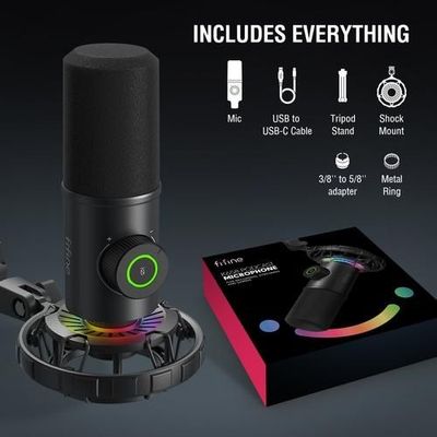 FIFINE K658 USB Dynamic Cardioid Podcast Microphone With A Live Monitoring, Gain Control, Mute Button_img_2
