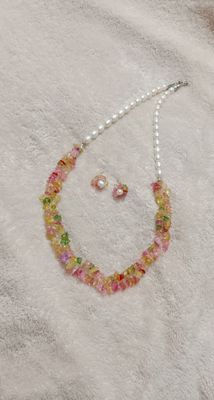 Pearl &Sea Coral stone Combination Neckpiece_img_1