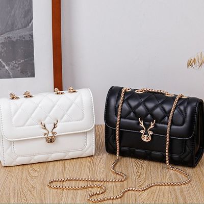 2025 summer new sheep rhombus bag shoulder bag ladies bag pu bag messenger bag chain bag small fragrance style_img_0