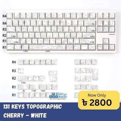 Topographic Keycaps Cherry - White - 131 Keys - Side Engraved - Design 1_img_0