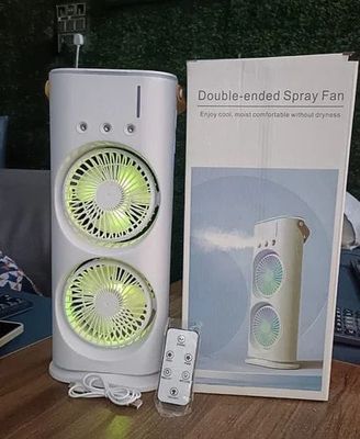 Double-Cool Spray Fan with RGB Lights, Remote Control & Humidifier Function – Portable & Rechargeable_img_5