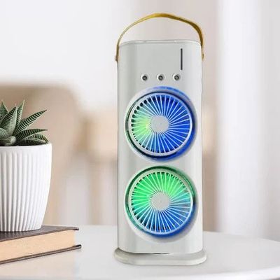 Double-Cool Spray Fan with RGB Lights, Remote Control & Humidifier Function – Portable & Rechargeable_img_8