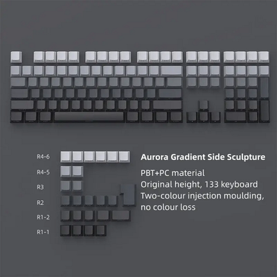 Gradient Side Engraved Keycaps - Grey - OEM - 133 Keys_img_0